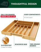 Utensil Drawer Organizer | Expandable Bamboo | 9 Compartments