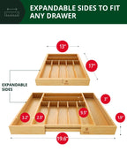 Utensil Drawer Organizer | Expandable Bamboo | 9 Compartments