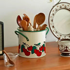 Utensil Holder | Cast Iron & Enamel Finish | Divider Lid
