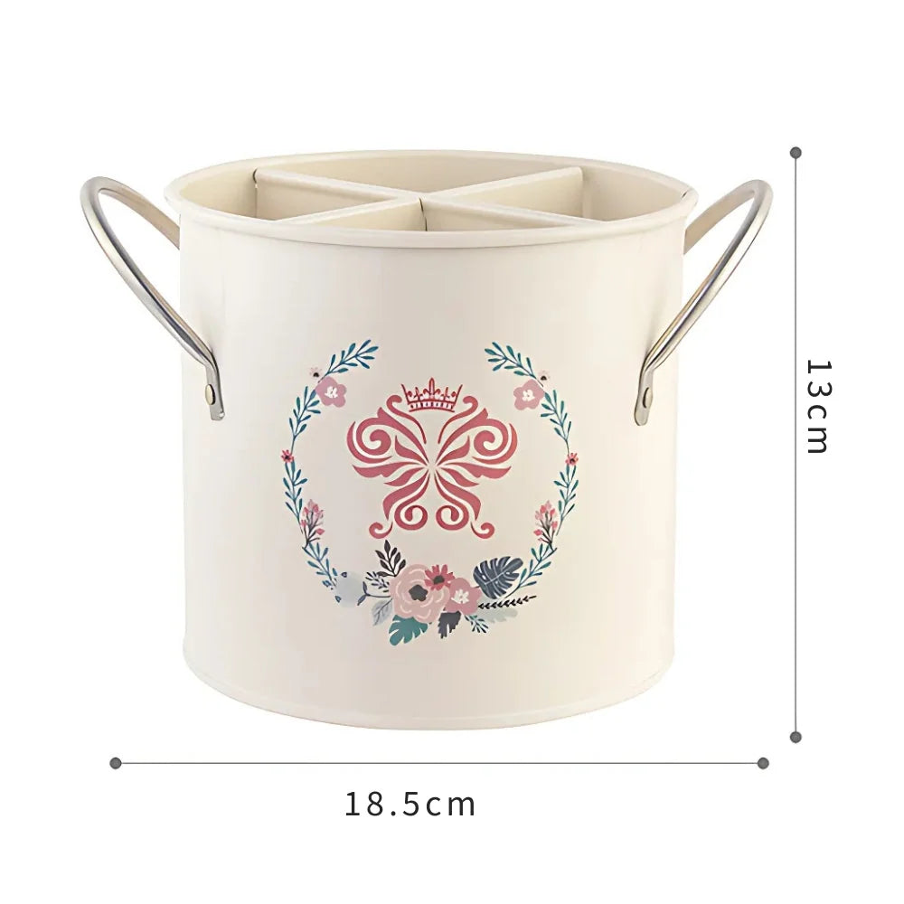 Utensil Holder | Cast Iron & Enamel Finish | Divider Lid