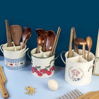 Utensil Holder | Cast Iron & Enamel Finish | Divider Lid
