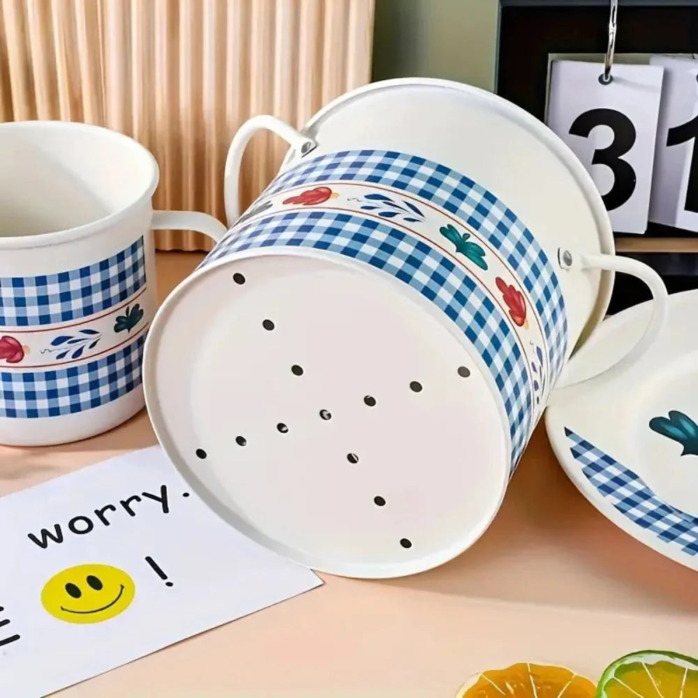 Utensil Holder | Cast Iron & Enamel Finish | Divider Lid
