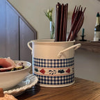 Utensil Holder | Cast Iron & Enamel Finish | Divider Lid