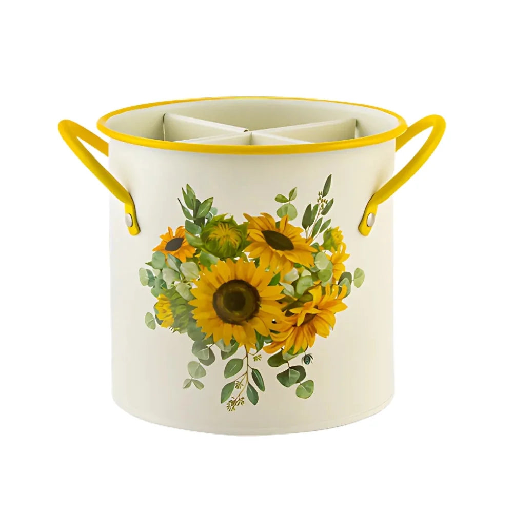 Utensil Holder | Cast Iron & Enamel Finish | Divider Lid
