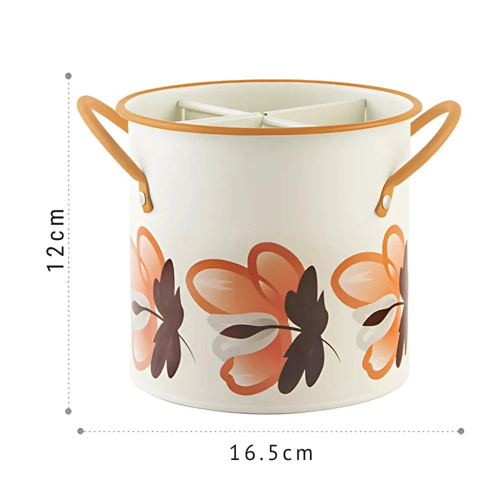 Utensil Holder | Cast Iron & Enamel Finish | Divider Lid