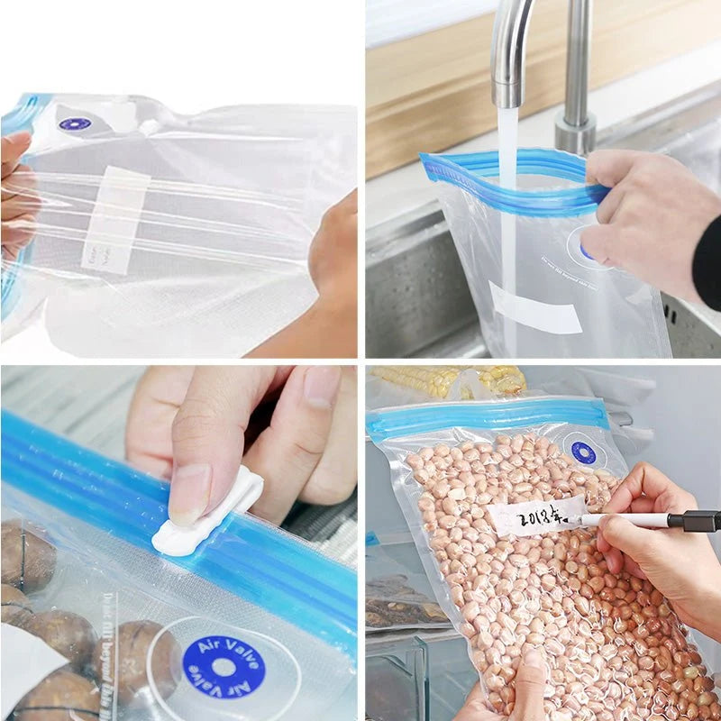 Vacuum Sealer Bags | Reusable Airtight & Freezer/Microwave-Safe | Set of 10 With Hand Pump