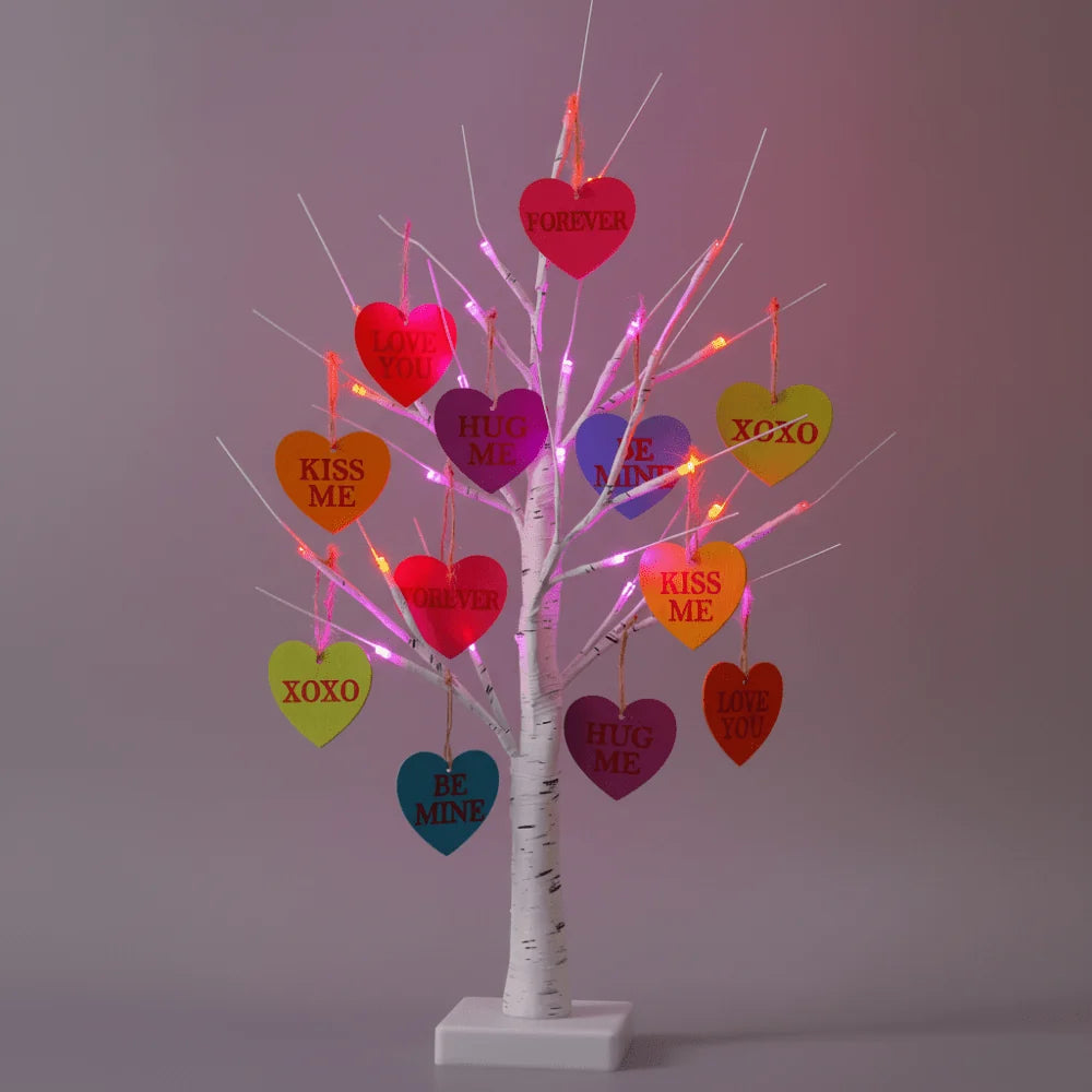 Valentine Tabletop Tree | Warm LED Lights & Auto Timer | 24 In
