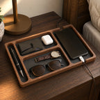 Valet Tray | Cushioned Organizer & Angled Phone Dock | Cable Cutouts