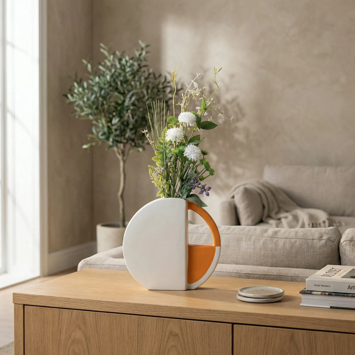 Vase | Flache Scheibenform & Zweifarbige Mattierung