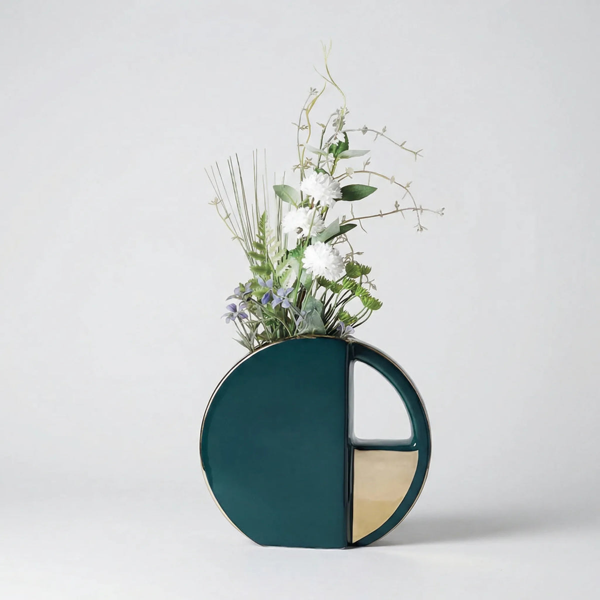 Vase | Flache Scheibenform & Zweifarbige Mattierung