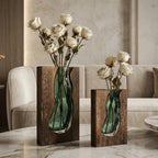 Vase | Nordic Live Edge Glass & Wood