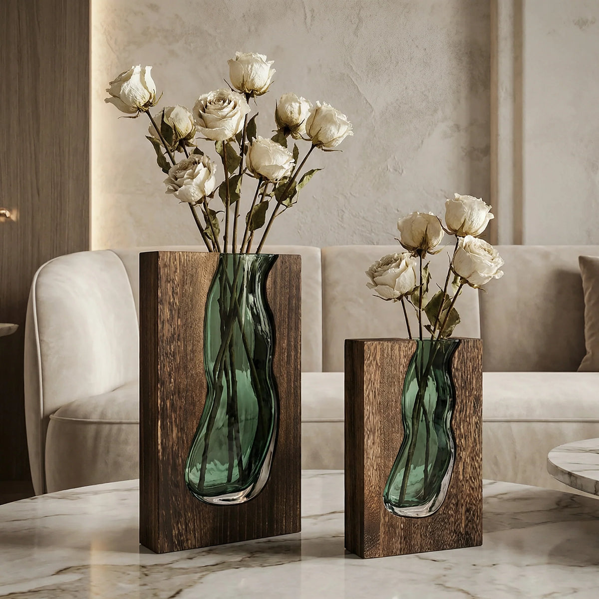 Vase | Nordic Live Edge Glass & Wood