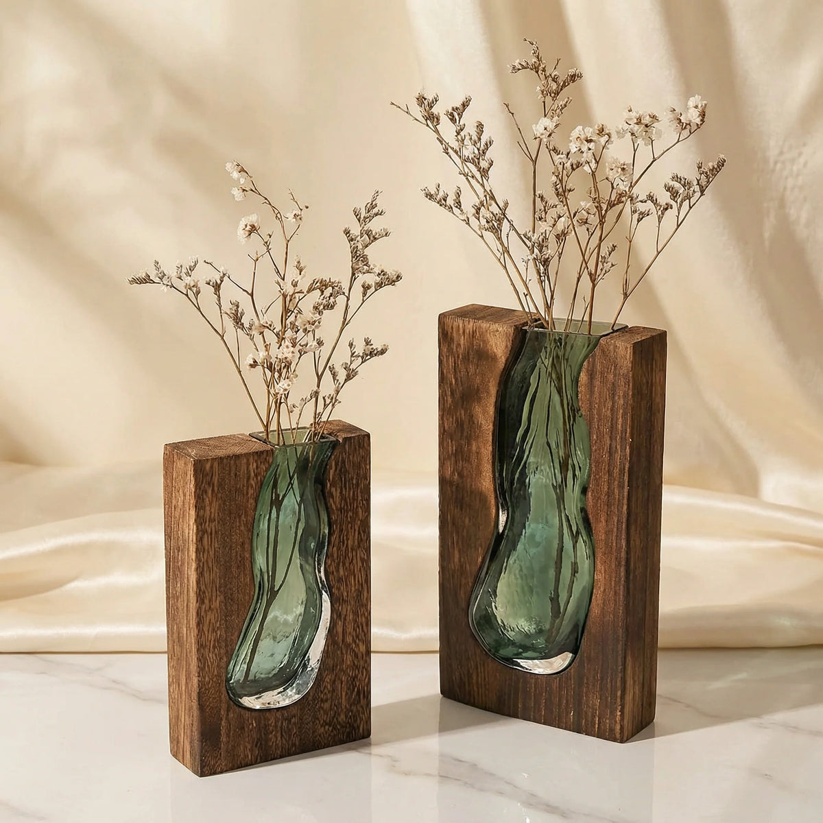 Vase | Nordic Live Edge Glass & Wood