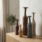 Vase Set | Hand-Shaped & Textured Earth Tones | Set of 5