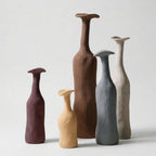 Vase Set | Hand-Shaped & Textured Earth Tones | Set of 5