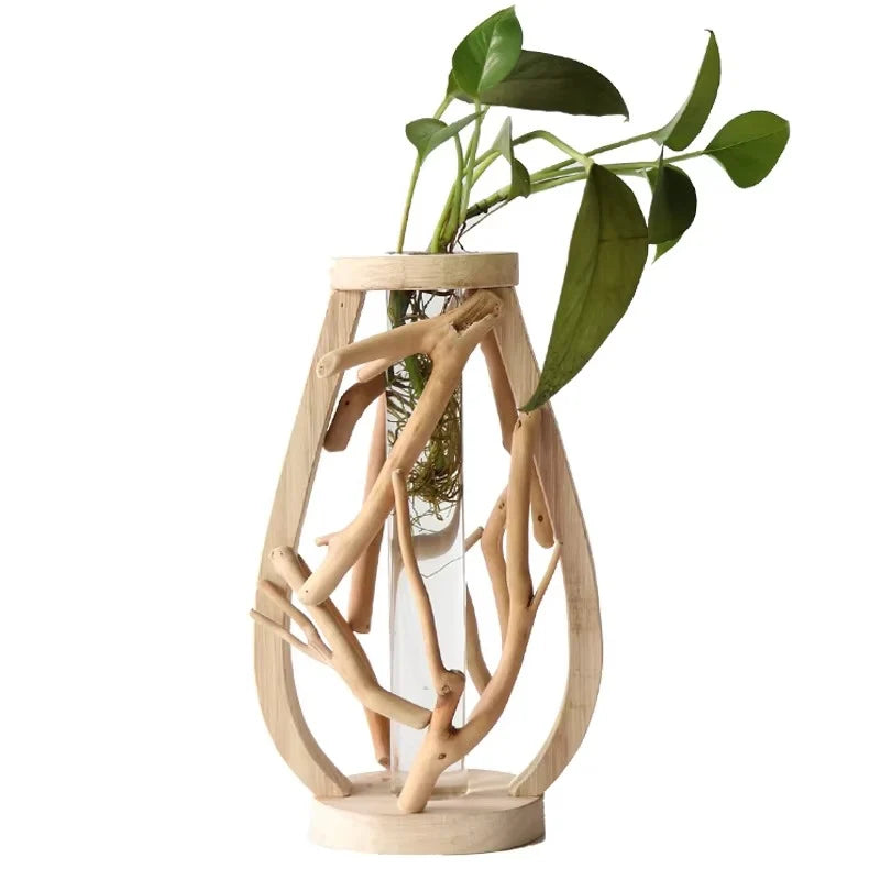 Wooden Vase | Branch-Inspired Interwoven Design | Bamboo & Wood