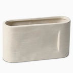 Vases | Oval White Striped Ceramic | Set of 2