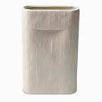 Vases | Oval White Striped Ceramic | Set of 2