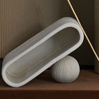 Vases | Oval White Striped Ceramic | Set of 2