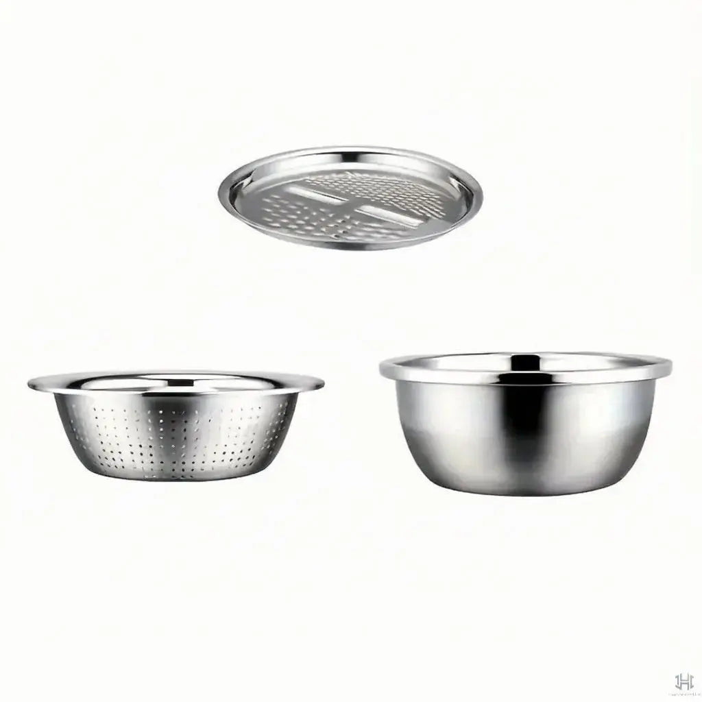 Vegetable Slicer Set | Stainless Steel Blades & Removable Drain Basket | 3-Piece Set