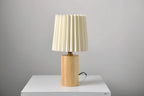 Vintage Korean Pleated Column Solid Wood Base 1-Light Table Lamp