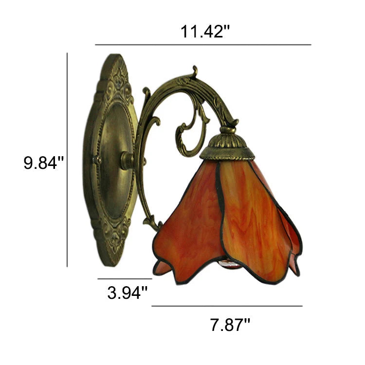 Vintage Tiffany Petal Window 1-Light Wall Lamp