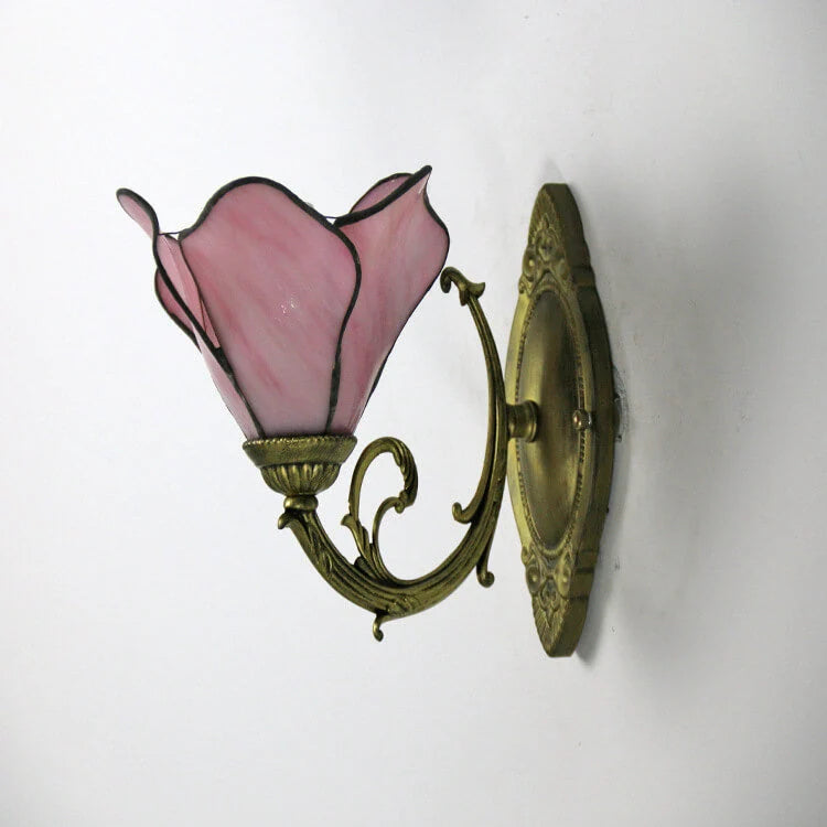 Vintage Tiffany Petal Window 1-Light Wall Lamp