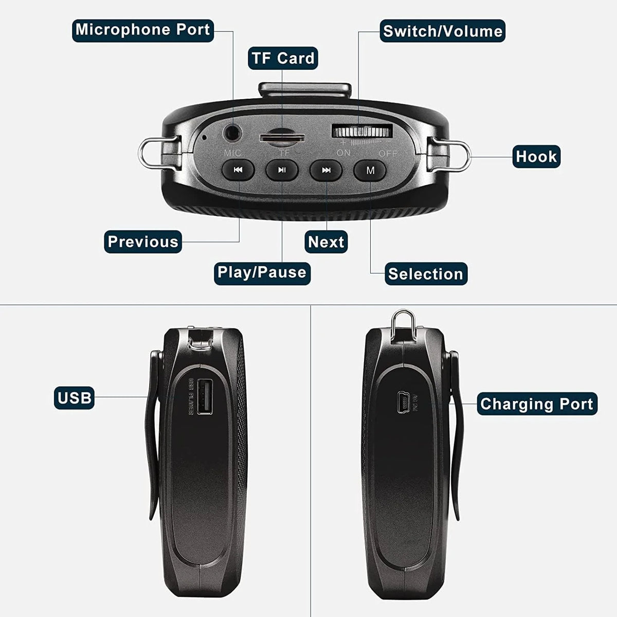 Voice Amplifier | 12-Hour Battery & Adjustable Gooseneck Mic