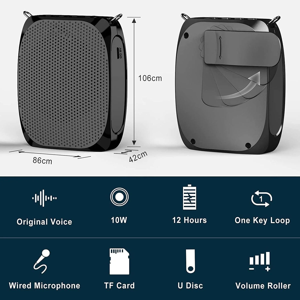 Voice Amplifier | 12-Hour Battery & Adjustable Gooseneck Mic