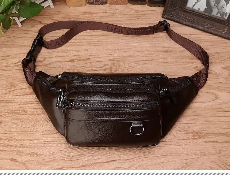 Waist Bag | Genuine Cowhide Leather & Multi-Pocket | Adjustable Strap Up To 130 cm