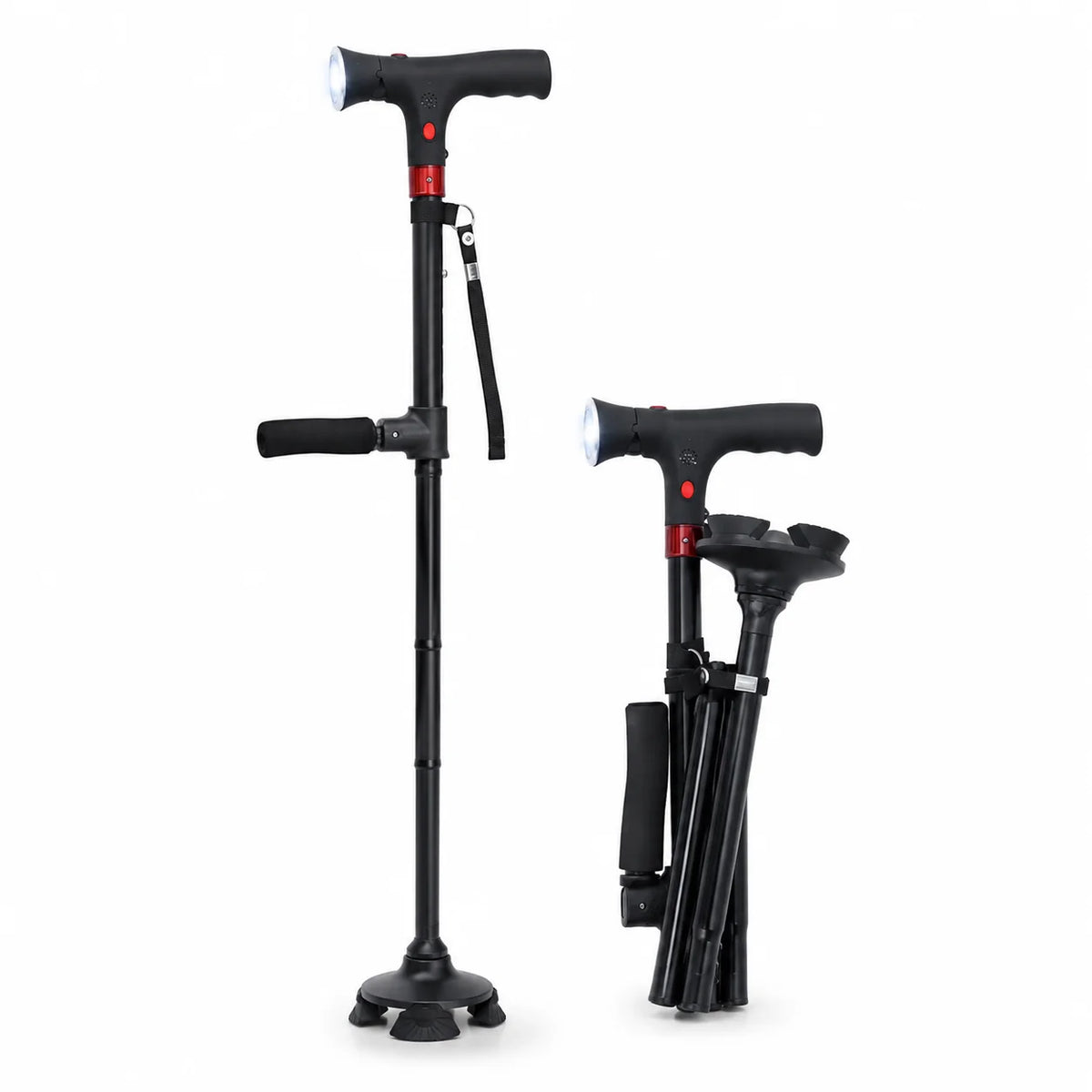 Walking Stick | Built-In LED & One-Touch Alarm | Adjustable