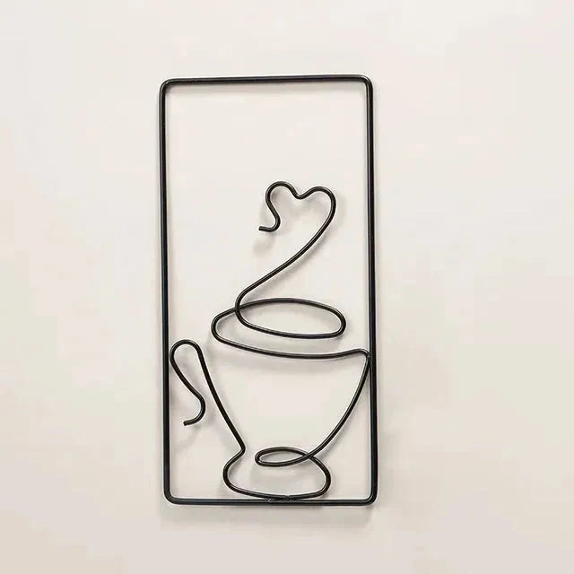 Wall Art | Stylized Coffee Cup Motif | Flat Metal Panel
