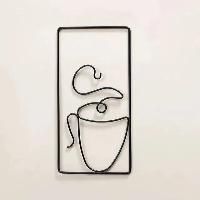 Wall Art | Stylized Coffee Cup Motif | Flat Metal Panel