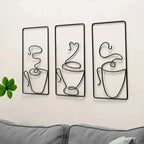 Wall Art | Stylized Coffee Cup Motif | Flat Metal Panel