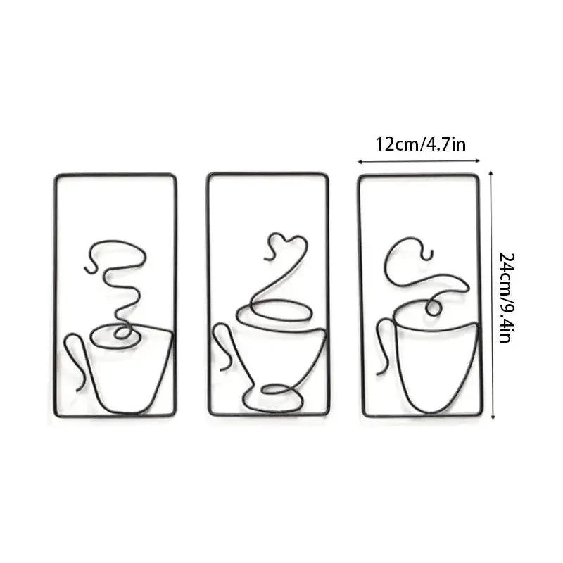 Wall Art | Stylized Coffee Cup Motif | Flat Metal Panel