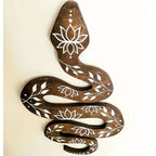 Wall Art | Carved Snake & Lotus Motif | Handcrafted Wood Panel