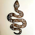 Wall Art | Carved Snake & Lotus Motif | Handcrafted Wood Panel