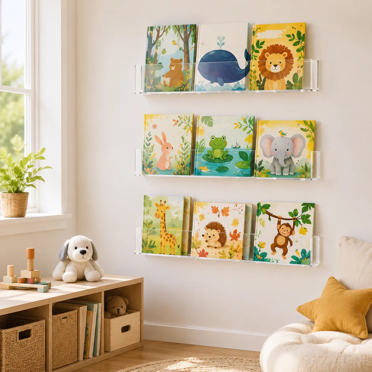 Wall Bookshelf | Clear Acrylic Space-Saving | 45cm Wide