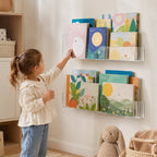 Wall Bookshelf | Clear Acrylic Space-Saving | 45cm Wide