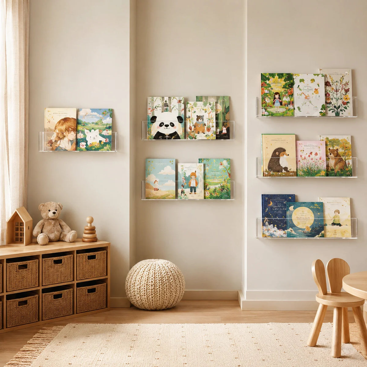 Wall Bookshelf | Clear Acrylic Space-Saving | 45cm Wide