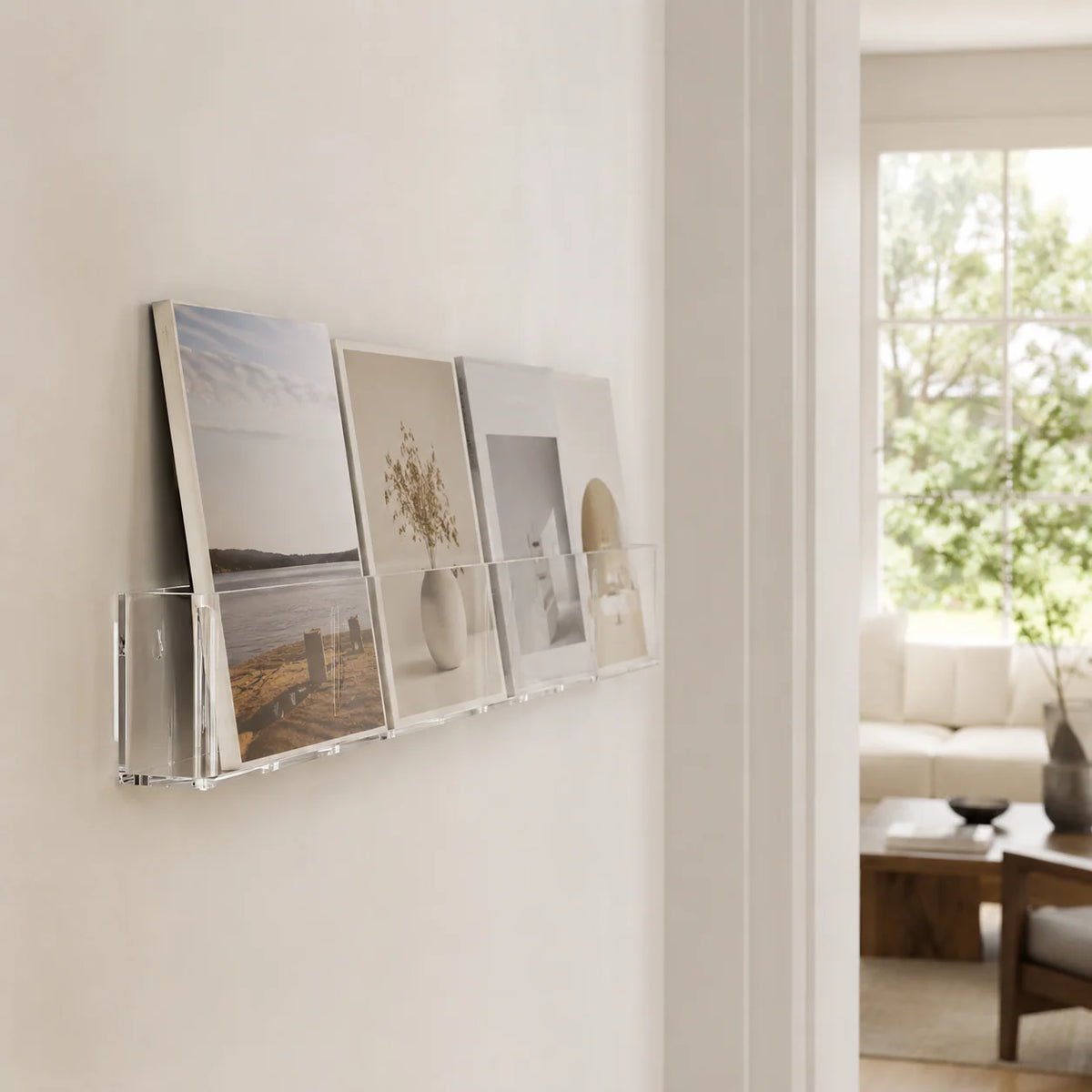 Wall Bookshelf | Clear Acrylic Space-Saving | 45cm Wide