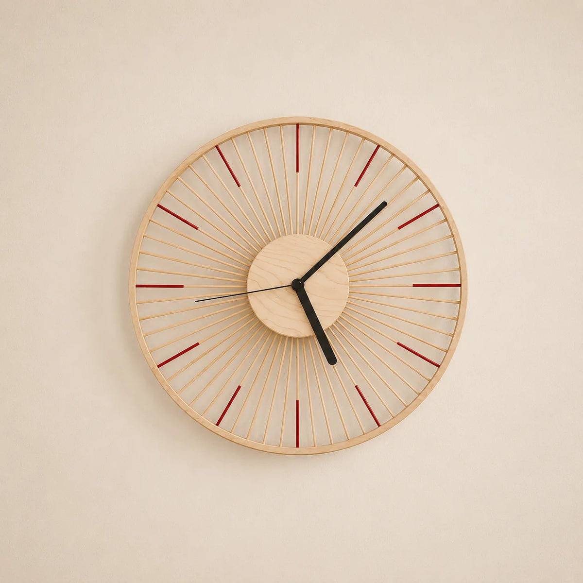 Wall Clock | Bamboo & Ash Wood & Silent Movement | 33 cm