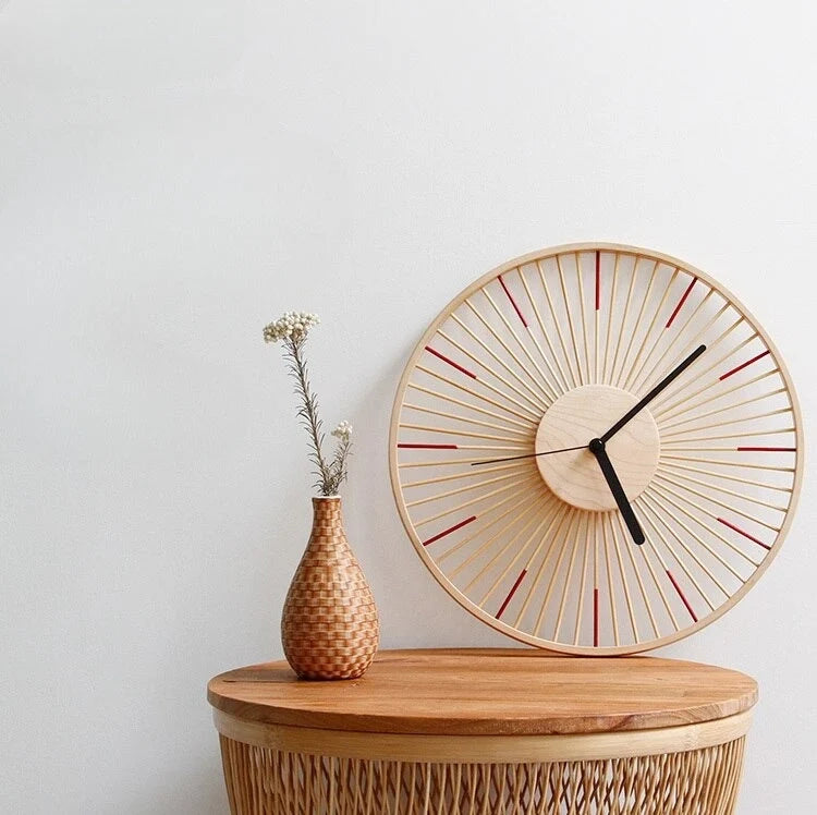 Wall Clock | Bamboo & Ash Wood & Silent Movement | 33 cm