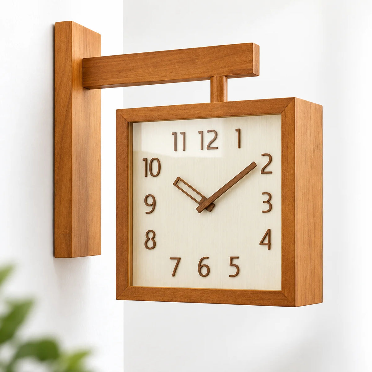 Wall Clock | Dual-Sided Solid Wood & Glass