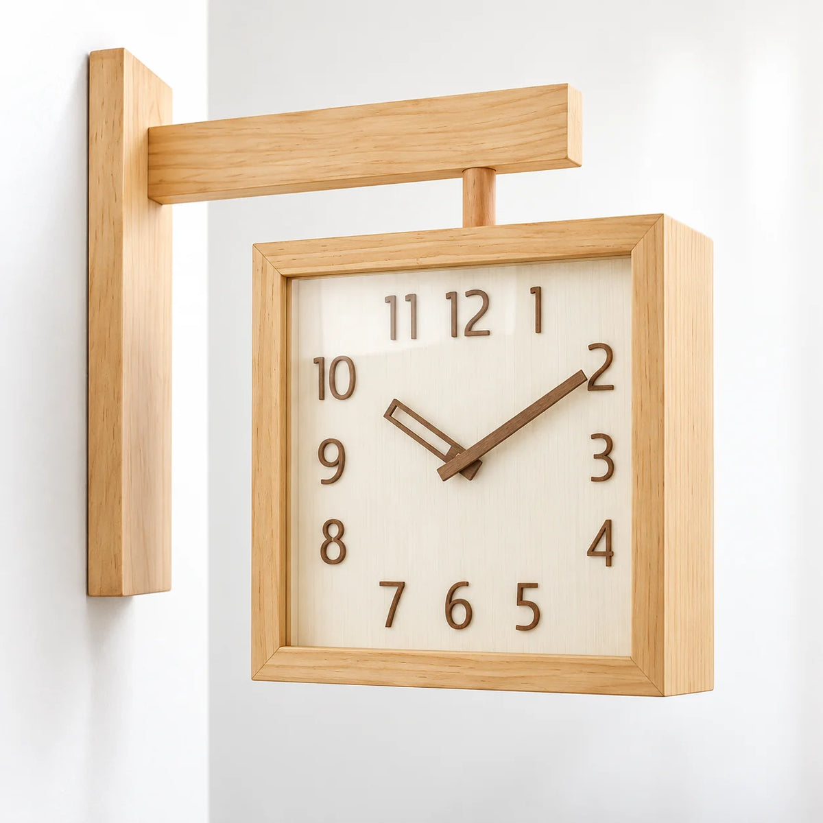 Wall Clock | Dual-Sided Solid Wood & Glass