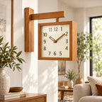 Wall Clock | Dual-Sided Solid Wood & Glass
