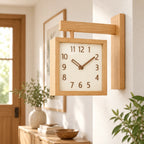 Wall Clock | Dual-Sided Solid Wood & Glass