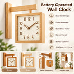 Wall Clock | Dual-Sided Solid Wood & Glass