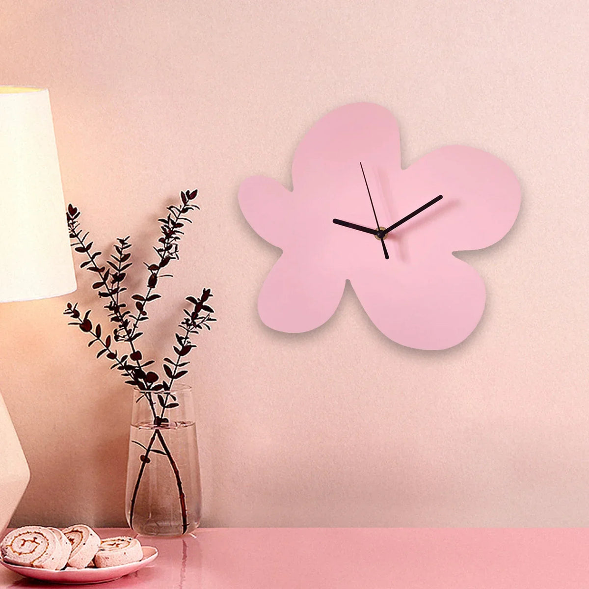 Wall Clock | Floral Pattern & Silent Movement | 28 × 26 cm