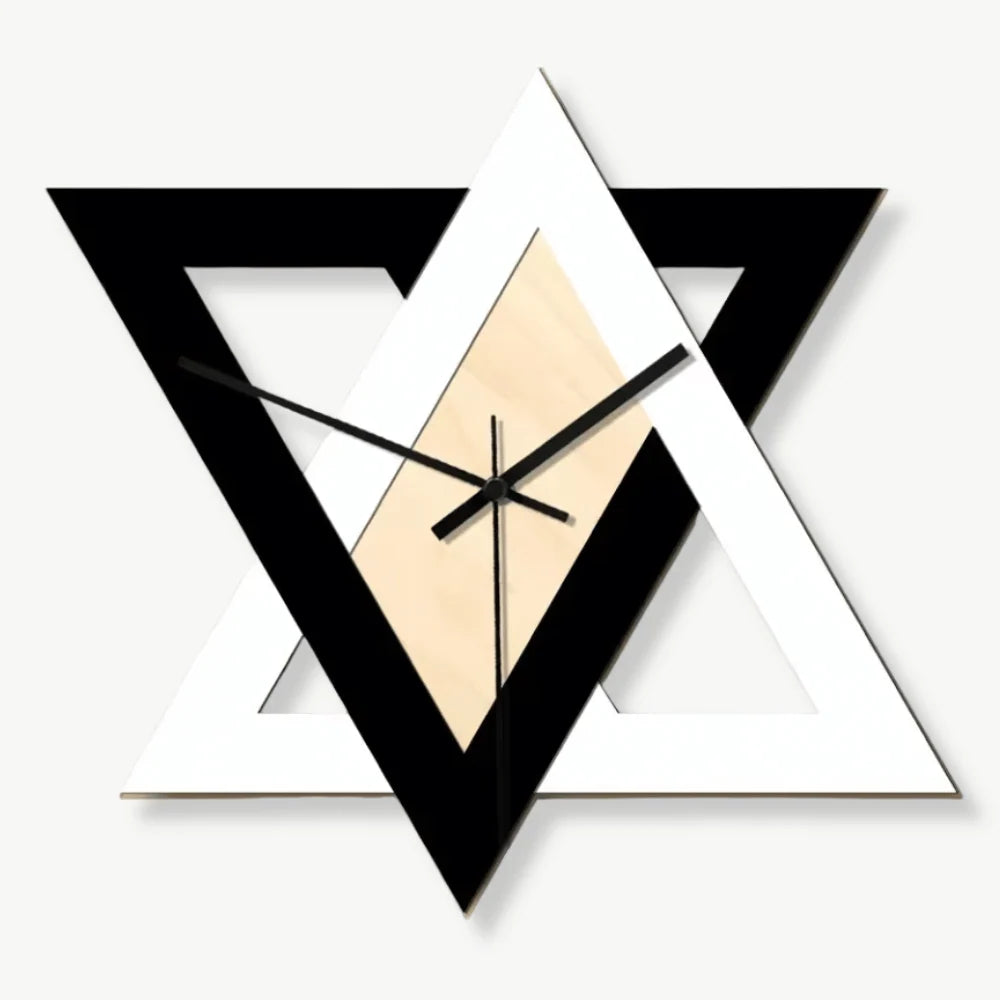 Wall Clock | Geometric Black & White Triangle
